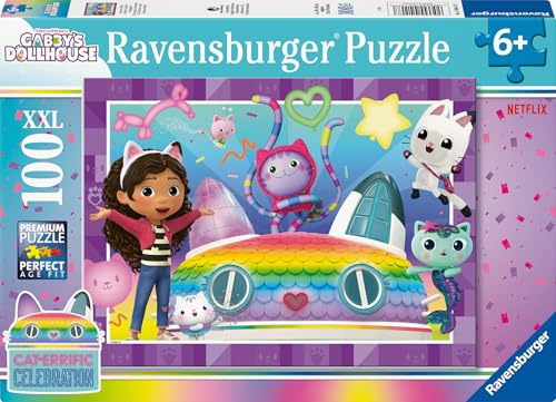 Ravensburger barnpussel - 12004117 Gabby's Dollhouse - pussel för barn från 6 år och uppåt, med 100 bitar i XXL-format