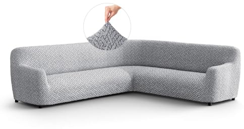 PAULATO - Sofabezug Ecksofa-Husse aus der Kollektion Venezia Mikrofaser, kratzfestes und maschinenwaschbares Gewebe, Made in Italy, Venezia Grau