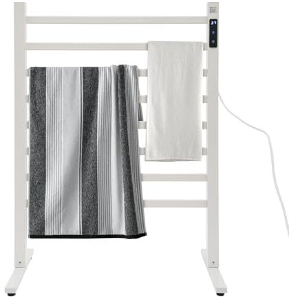 Scaldasalviette elettrico, 180 W, 60 x 35,5 x 83 cm, con termostato e funzione timer, portata 8 – 10 kg, per asciugamani, vestiti, IPX3
