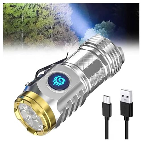 HINNVCL Mini lampe de poche à trois yeux Monster Super Power - Lampe de poche de la taille du pouce allemand - Mini lampe de poche monstre à 3 yeux - Petite lampe de poche d'extérieur rechargeable et