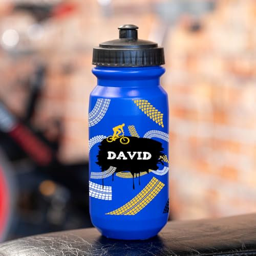 Wanapix | Bidón de Ciclismo Personalizado | Color Azul | Cantimplora para Bicicleta con la Foto o Nombre que Quieras | 620 ml. de Capacidad | Libre de BPA | Bici Aventura + Nombre