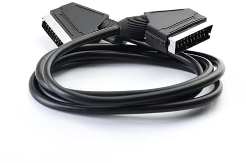 Sarini Cable Scart a Scart de 1,5 m para conexión de vídeo, TV, DVD, AV, Audio y vídeo para una transmisión de señal rápida y Estable