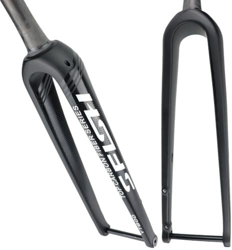 BSFHQS Kohlefaser Rennräder Starre Gabeln 700C Gravel Bikes Scheibenbrems Vorderradgabeln 12 * 100mm Steckachse Fahrradgabel 1-1/2 Konisches Rohr