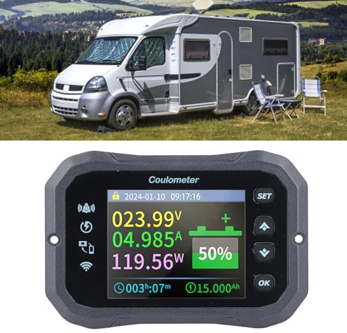 Batteriemonitor mit Shunt Coulometer WLAN Fernüberwachung für 10-100 V und 0-50 A mit erweiterter Oberfläche