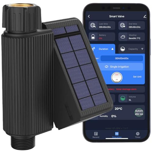Royal Gardineer Bewässerungssystem WLAN: WLAN-Bewässerungscomputer, Solar, Wassermengenzähler, App, IP65 (Bewässerungscomputer Solarpanel, WiFi-Wasserdurchflussmesser, Gartenschlauch)
