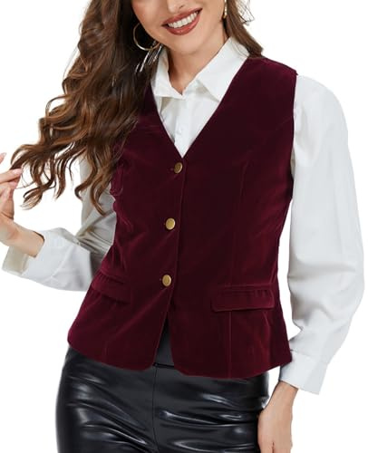 MINTLIMIT Women's Waistcoat Steampunk Vest Vintage 2026 Sleeveless Button Down V-Neck Velvet Suit Vests Tops