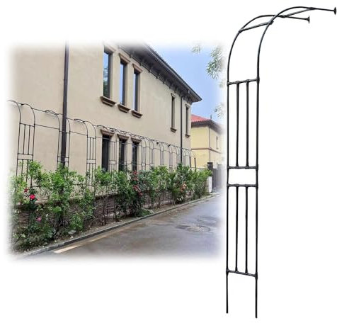 Arche de jardin en métal robuste 220 x 240 cm, treillis de rose durable, support de plantes grimpantes de 20 mm de diamètre, tonnelle d'extérieur élégante pour vignes et fleurs, décoration de mariage