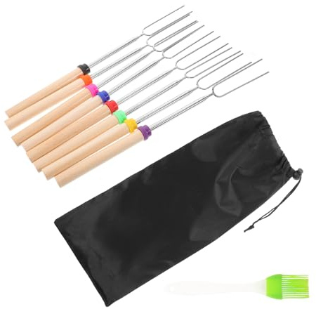 TOYANDONA 8pièces Bâtonnets Métal Extensibles Pour Pommes De Terre Brochettes Plates Pour Bâtonnets De Dinde Accessoires Pour Feu De Et Barbecue