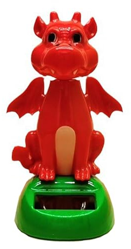 Dancing Solar Powered Figures – Mini Car Boblehead Toy, Dashboard Dinosaur Decor | Swinging Solar Doll for Desk, Car, or Home Display, Fire Dragon Motion Figure with Bright Colors for Tables, Shelves