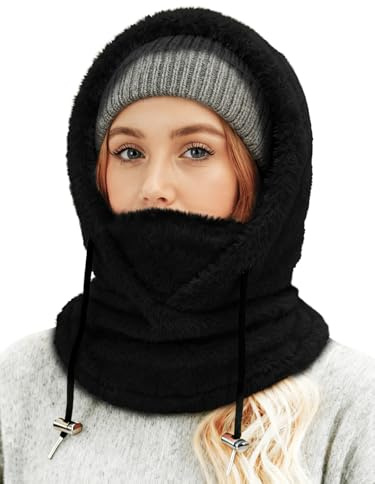 YESLIFE Winter Black Balaclava Ski Masks for Cold Weather, Fleece Thermal Face Mask, Neck Gaiters