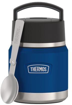 Thermos ICON Thermobehälter für Essen 0,35 l, 12 h heiß, navy | 16 h kalt, auslaufsicherer Edelstahl-Isolierbehälter, Lunchpot mit Löffel für Suppe, Pasta, Schule & unterweg, dunkelblau