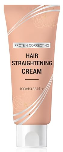Hair Straightening Cream, Protein Correction Hair Cream for Smooths Frizz Used With Hair Straightener, Hydrating Hair Mask for All Hair Types 3.38 FL.OZ