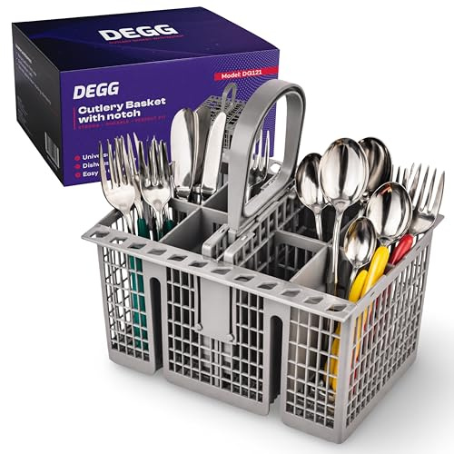 DEGG Cesta Cubiertos Lavavajillas - Cesta Universal con Asa y Compartimentos - Recambio Resistente al Calor - Cubertero Lavavajillas de Calidad