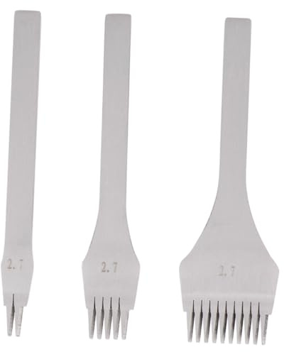 GALPADA 3 Pezzi Strumento per Punzonatura Pelle Denti Acciaio Lucidato per Cucitura Artigianale Resistente e Preciso per Lavorazioni Cuoio Spesse
