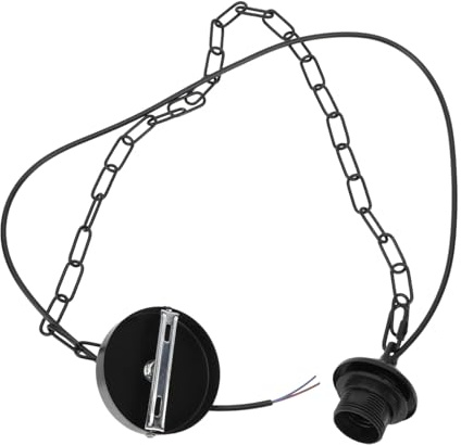 Portalámparas Colgante E27 Cadena de Hierro Negro, 1 Juego | Estilo Loft Retro, Accesorio DIY para Lámpara de Techo, Montaje Sencillo, Pieza Decorativa Industrial