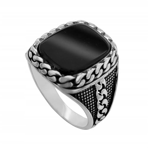 Ulex Premium 925 Sterling Silber Ringe Herren Siegelring Onyx Oxidiert Poliert Eleganter Männerring Handgefertigt Design Männer Schmuck Größe 59