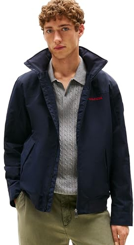 Tommy Hilfiger Men's Lightweight Waterproof Regatta Jacket, Hilfiger Navy Large