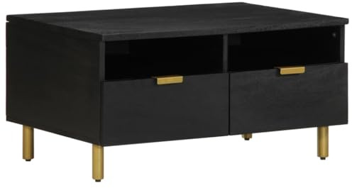 Keeiluna Black Engineered Wood Coffee Table, 80x54x40 cm, Durable Living Room Furniture for Home Entertainment, Modern Corner Unit with Storage, Perfect for Casual Dining