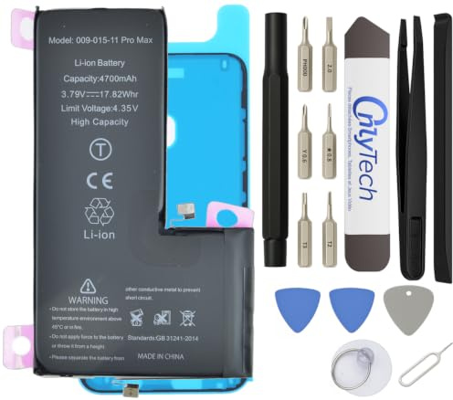 OnlyTech - Batteria Premium Capacità Aumentata di Sostituzione per iPhone 11 Pro Max - 4700mAh, qualità identica (chip TI) - Kit 15 Strumenti e adesivo schermo inclusi