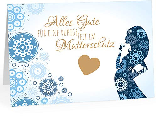 XXL Abschiedskarte (A4) | Mutterschutz - Grafisch modern | mit Umschlag | edle und hochwertige Klappkarte | Zum Abschied Baby-Pause | Große Karte für Ihre Kollegin | Maxi Karte | Überformat