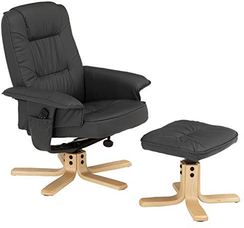 IDIMEX Relaxsessel Charly mit Hocker, schöner Drehsessel mit Lederimitat in grau, praktischer Polstersessel mit Seitentasche