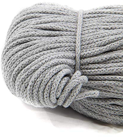 nts Nähtechnik 100m Baumwollkordel / 4mm breites Seil aus Baumwolle mit Polyester Kern/Deko Schnur (hellgrau, 4)