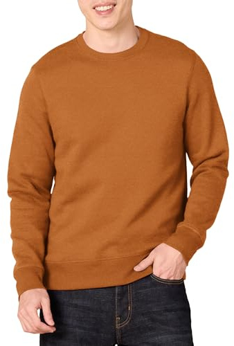 Amazon Essentials Men's Fleecetröja med rund hals (finns i Big & Tall), Muskotnöt, M