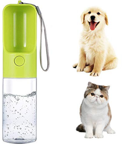 Bouteille Portable Chien D'eau 450Ml, Pet Voyage Coupe De L'eau Potable Bouteilles Bol, Qualité Alimentaire ABS Leak Proof Distributeur D'eau Pour La Marche, Facile À Transporter Bouteilles ,Vert