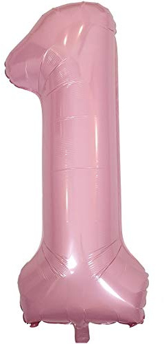 DIWULI Ballong 1 Födelsedag XXL Rosa Folieballong 1 Nummer 1 Ballong 1 År Födelsedagsdekoration 1:a födelsedag Helium Festdekoration Pojke Flicka Nummer Ballongdekoration Nummer Ballong Stor