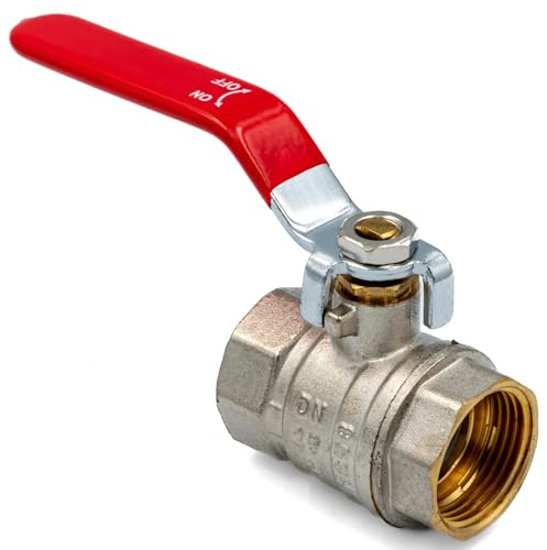 KNM Trade Absperrventil Messing IG-IG 5/4 Blau Rot für Trinkwasser | PTFE-Dichtung, vernickeltes Messing, Heizsysteme, hoher Korrosionsschutz, leicht identifizierbar, europäische Normen