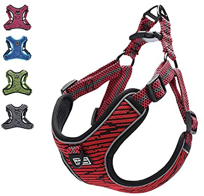 Suredoo Hundegeschirr für Große Mittlere Kleine Hunde Welpen Haustiere, Anti Zug Geschirr No Pull Sicherheitsgeschirr Reflektierend Atmungsaktiv Brustgeschirr Dog Harness Weich Einstellbar (L, Rot)