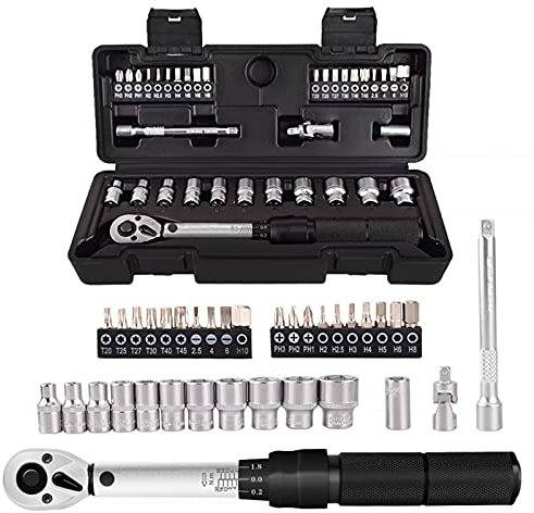 Drehmomentschlüssel Set 1/4, 20-220 Nm Drehmomentschlüssel 35 Tlg. Set, Mit Umschaltknarre Und Verlängerung, Drehmoment Reparatur Tool Mit 3/8 Adapter Für Auto, LKW, Motorrad