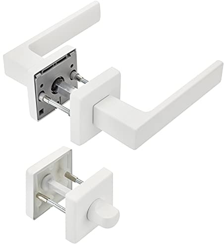 Türdrücker CUBE weiß für Bad/WC Türen 120 x 22 mm Vierkant 8 x 8 mm Rosettengarnitur Türbeschlag von SOTECH