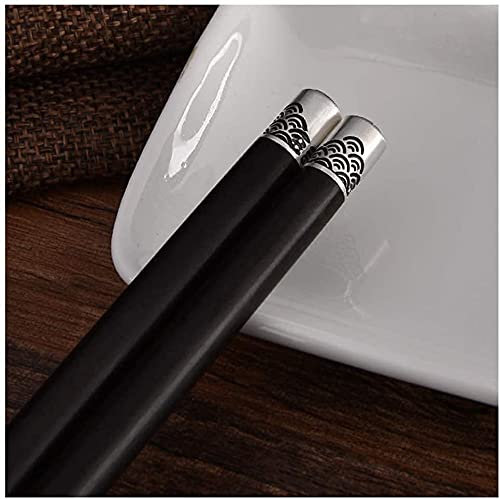 LIANGJUANG bacchette giapponesi bacchette sushi bacchette sushi bambini Bacchette cinesi riutilizzabili, bacchette in legno naturale e argento sterling, stoviglie regalo per sushi, noodle, riso, lavab