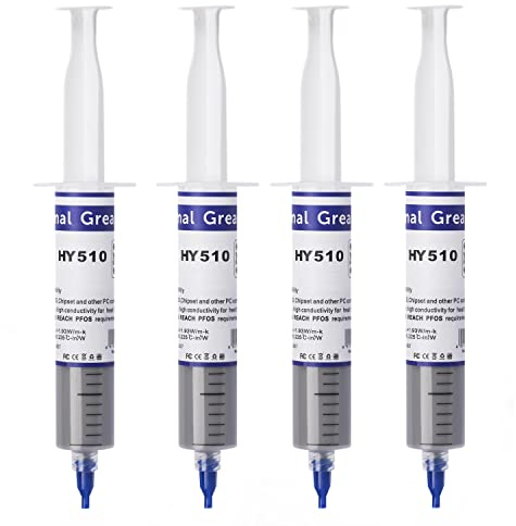 Pâte Thermique HY510-100g(4*25g) Gris > 1.93W/m-K Pâte thermique à Base de Carbone conductivité Thermique élevée, pour PC/Tablette/Notework/Petit électroménager/lampes LED/chauffe-eau solaires etc.