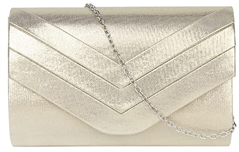 MEGAUK Damen Clutch Elegante Abendtasche Wildlederlook Handtasche Envelope Tasche Unterarmtasche mit Kette für Hochzeit Wedding Prom Party