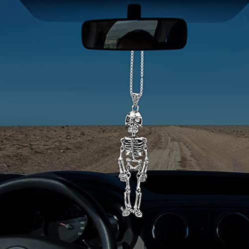 Cobee Edelstahl Totenkopf Skull Kette mit Anhänger,Herren Damen Kette Totenkopf Retro Punk Hip Hop Cooles Auto Rückspiegel Anhänger Dekorationen für Auto Zuhause Personalisierte Partyzubehör