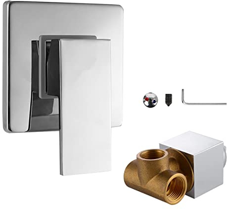 Armatur Unterputz,CEIEVER Unterputz Brausebatterie mit Schraube und Schlüssel Dusche Bad Unterputz Messing Duscharmatur Fertigmontageset Wasserhahn Einhebelmischer Unterputz für Dusche (Silber)