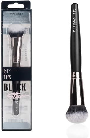 Melissa Pennello Make Up Black Star Angolato per Contouring – Pennello Professionale Viso per Trucco Preciso e Sfumato