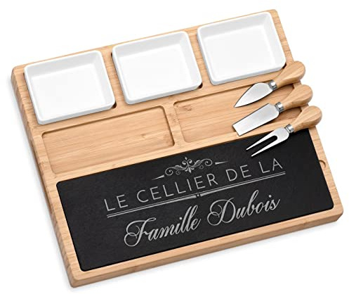 Maverton Planche à Fromage Personnalisée Cadeau Couple, Plateau charcuterie | Avec Accessoires, Plateau Apero Gravé pour Parents, Cadeau Personnalisé pour mariés pour mariage/Noël/noces, Famille