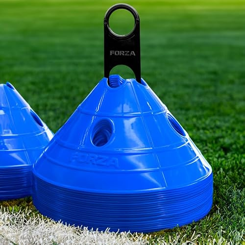 FORZA Dômes de Marqueur d'Entraînement SuperCone de Football [Paquet de 20] - Cônes Jumbo de 14 cm pour Exercices de Vitesse et d'Agilité - 8 Options de Couleurs