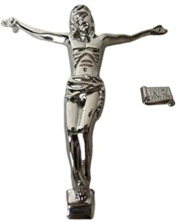 misppro Christliche Statue Christus, Heiliger Jesus, Zinklegierung, Wandkreuz, Dekoration, Silber, 9 x 12 cm
