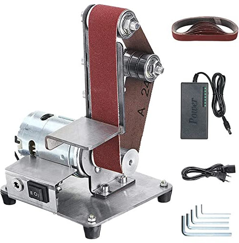 Levigatrice a Nastro, Elettrica Affilatrice per Lucidatura e Affilatura Regolabile, Kit per Levigatrice a Nastro per Levigatrice Elettrica Fai-da-te Mini Kit per Smerigliatrice a Nastro da Banco