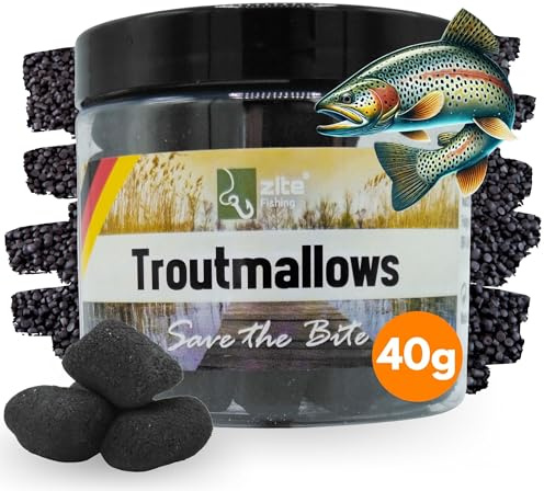 Zite Fishing Trout Mallows Forellenköder - Hochfängiger Forellenteig | auftreibend - Troutmallows Starke Aromen & Leuchtende Farben 40g Dose Forellen Köder
