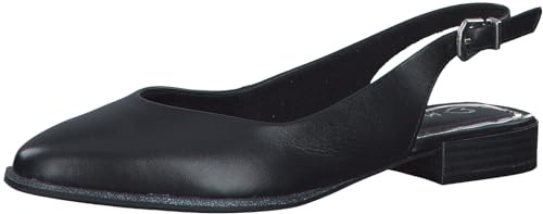 MARCO TOZZI Décolleté Slingback Donna con Cinturino Regolabile in Pelle, Nero (Schwarz), 38 EU