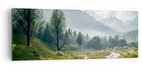 ARTTOR Impression sur Toile Moderne 140x50 cm Paysages Forêt - 5333 | Montagne Paysage Rivière Moderne Tableau Décoratif Grand Décoration Murale Art Mural Toile Imprimée Salon Chambre ARTTOR