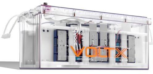 VoltX LiFePO4 200 Ah 12.8 V Lithiumbatterie, selbsterhitzende Lithiumbatterie mit 200 A BMS, transparenter Gehäuseprozess, 2560 W Ladeleistung, Deep-Cycle-Batterie, geeignet für Solaranlage, Wohnmobil