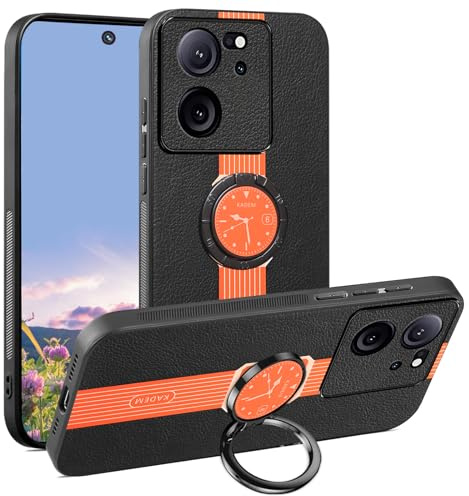 Kainevy - Carcasa para Xiaomi 13T Pro (piel magnética, con anillo y soporte a prueba de golpes, funda protectora Xiaomi 13T Pro, carcasa fina de lujo, clase funda de reloj, motivos Peak Design