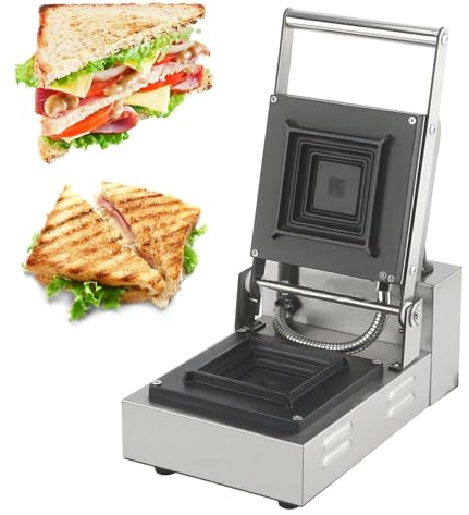 Parrilla Eléctrica Para Prensa Panini Para Sándwiches, Sandwichera Comercial De 900 W Con Temperatura De 50 ° C A 300 ° C, Temporizador De 0 A 5 Minutos, Acero Inoxidable Para Hamburguesas, Filetes,