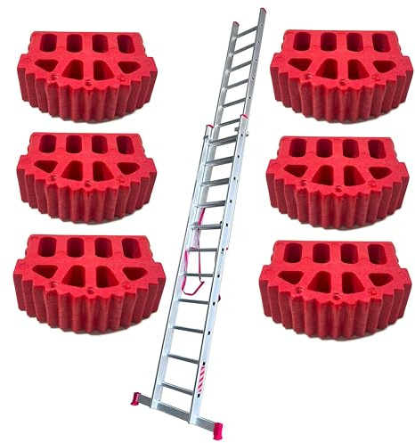 BTF | Juego de 6 Conteras para Escaleras Industriales Profesinoales 1, 2 o 3 Tramos Combinada y/o Extensible | Pies de Goma de Escaleras Perfil de Montante 80x25mm.
